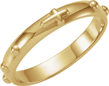 18K Yellow Gold 3.2 mm Rosary Ring Size 7 
