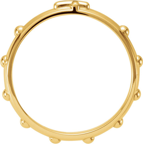 18K Yellow Gold 3.2 mm Rosary Ring Size 7 