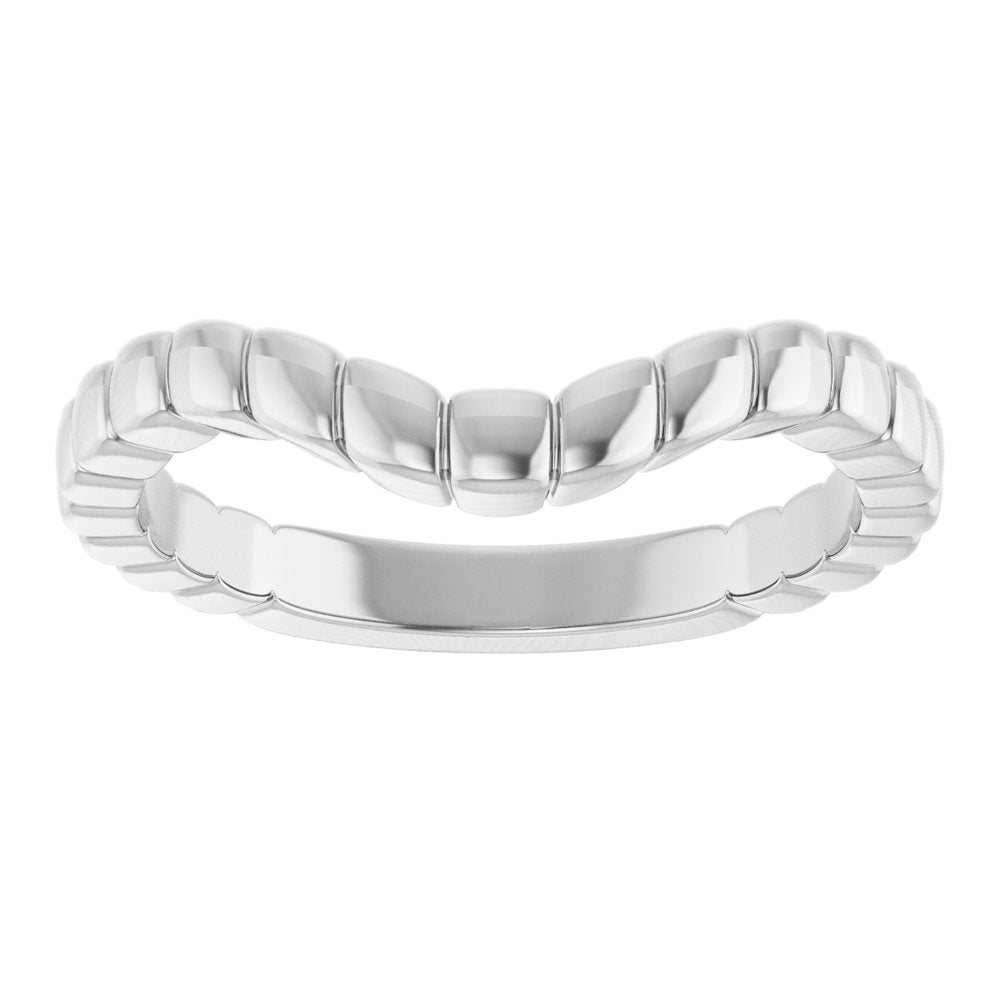 14K White Gold Fluted Contour Band