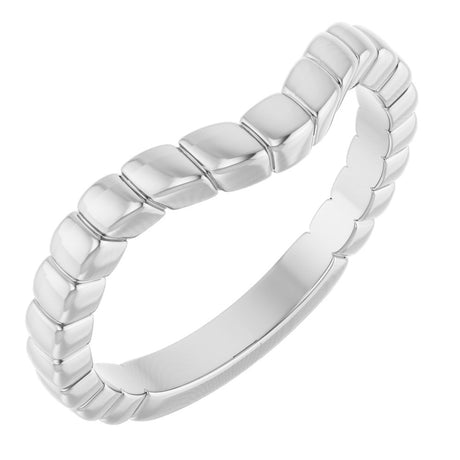 14K White Gold Fluted Contour Band