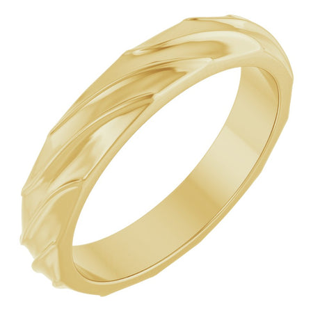 14K Yellow Gold 4 mm Ridged Band Size 10