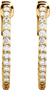 14K Yellow Gold 1/2 CTW Natural Diamond Inside-Outside 19 mm Hinged Hoop Earrings