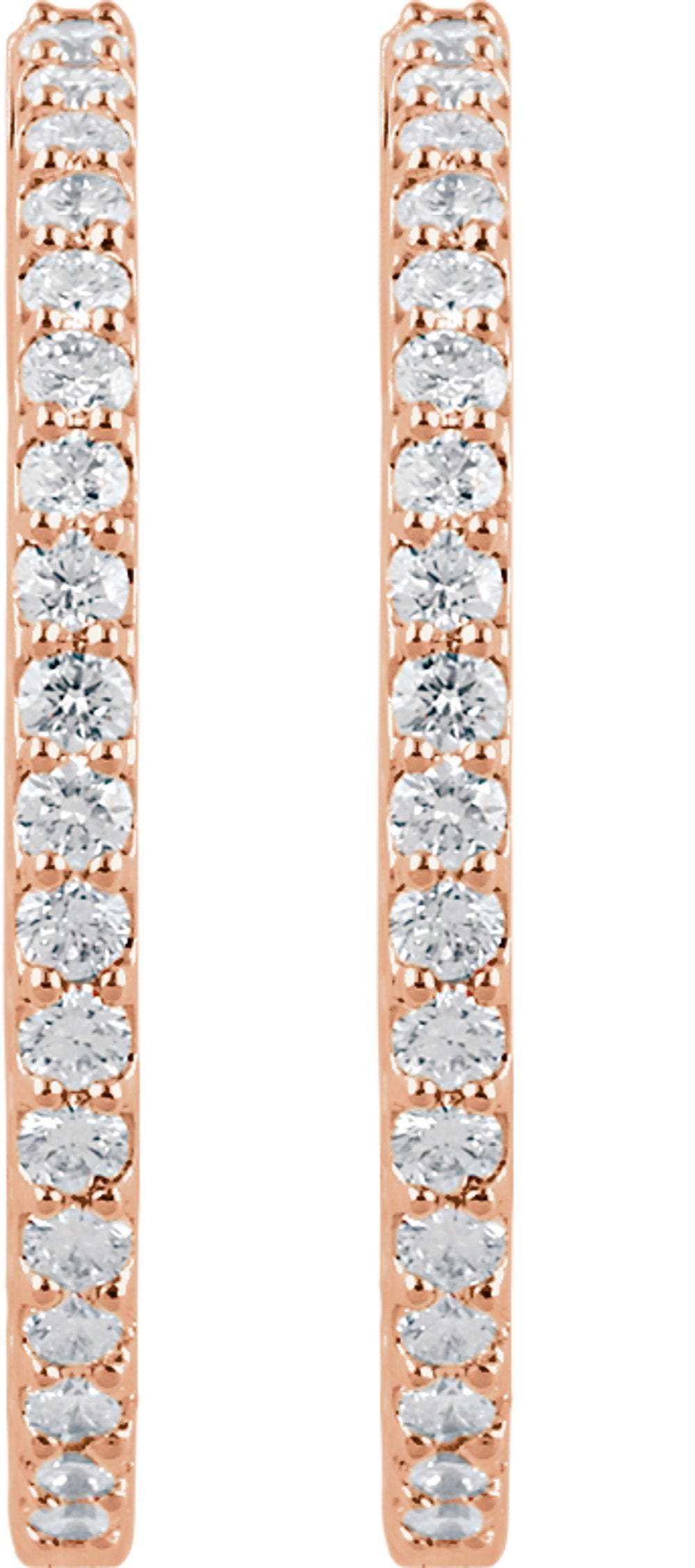 14K Rose Gold 3 CTW Natural Diamond Inside-Outside 34.5 mm Hinged Hoop Earrings
