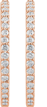 14K Rose Gold 3 CTW Natural Diamond Inside-Outside 34.5 mm Hinged Hoop Earrings