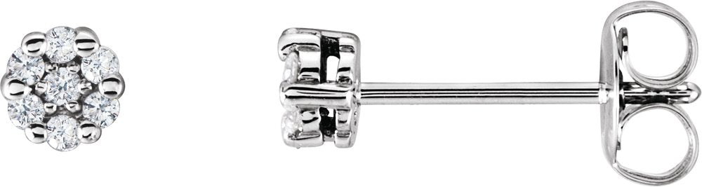 14K White Gold 1/10 CTW Natural Diamond Cluster Earrings