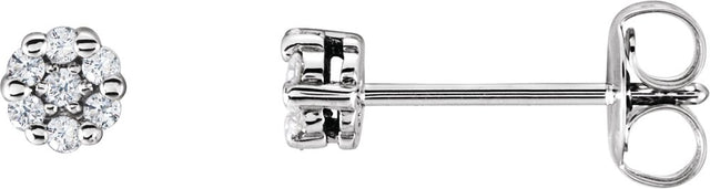 14K White Gold 1/10 CTW Natural Diamond Cluster Earrings