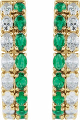 14K Yellow Gold Lab-Grown Emerald & 1 5/8 CTW Lab-Grown Diamond 20.5 mm Hoop Earrings