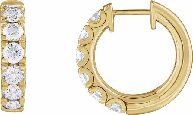 14K Yellow Gold 1 7/8 CTW Lab-Grown Diamond Hinged 19.45 mm Hoop Earrings