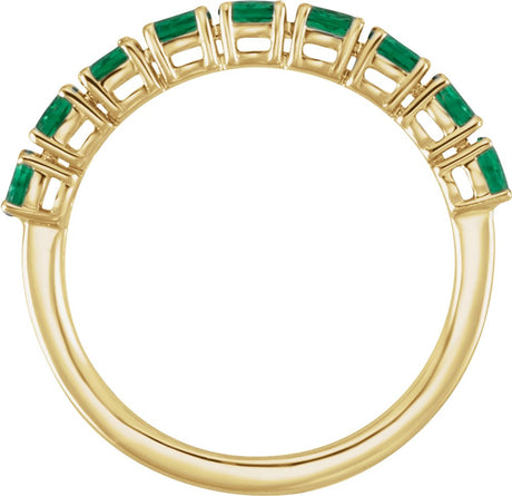14K Yellow Gold Lab-Grown Emerald & 9/10 CTW Lab-Grown Diamond Ring