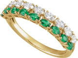 14K Yellow Gold Lab-Grown Emerald & 9/10 CTW Lab-Grown Diamond Ring