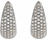 14K White Gold 1/2 CTW Natural Diamond Hinged 14.75 mm Hoop Earrings
