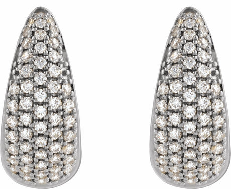 14K White Gold 1/2 CTW Natural Diamond Hinged 14.75 mm Hoop Earrings