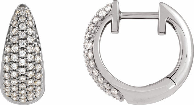 14K White Gold 1/2 CTW Natural Diamond Hinged 14.75 mm Hoop Earrings