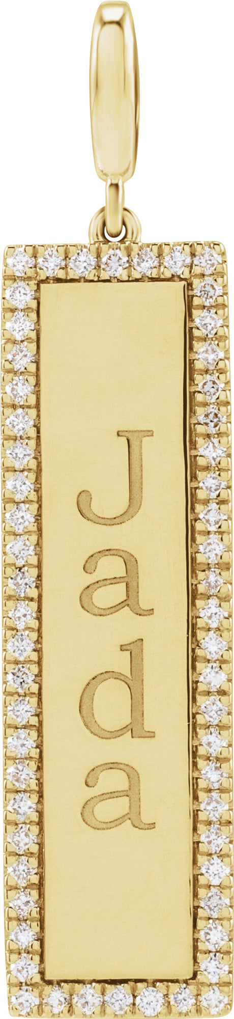 14K Yellow Gold Engravable 1/3 CTW Natural Diamond Bar Charm/Pendant