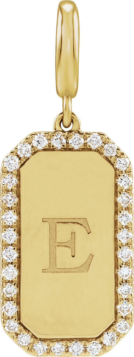 14K Yellow Gold Engravable 1/6 CTW Natural Diamond Dog Tag Charm/Pendant