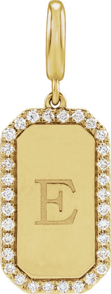 14K Yellow Gold Engravable 1/6 CTW Natural Diamond Dog Tag Charm/Pendant