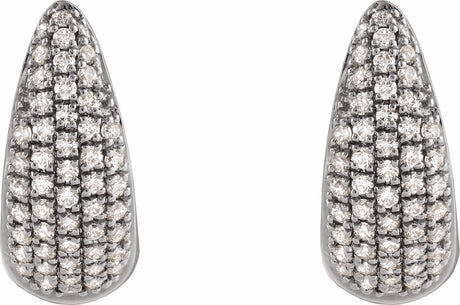 14K White Gold 1/3 CTW Natural Diamond Hinged 11 mm Hoop Earrings