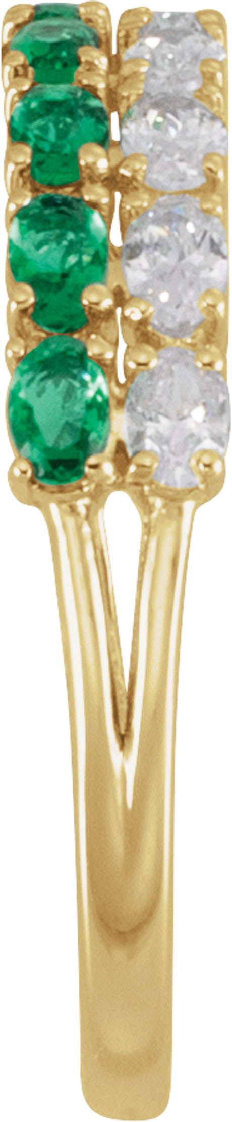 14K Yellow Gold Lab-Grown Emerald & 9/10 CTW Lab-Grown Diamond Ring