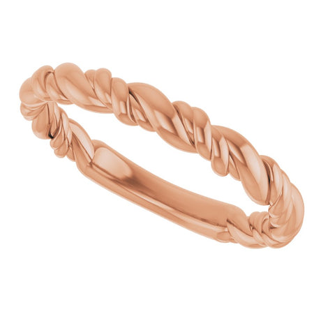 14K Rose Gold Stackable Rope Ring