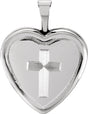 Sterling Silver 20.7x15.7 mm Cross Heart Locket 