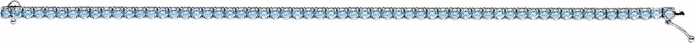 14K White Natural Aquamarine Line 7.25" Bracelet