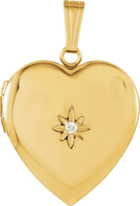 14K Yellow Gold .02 CT Natural Diamond Heart Locket