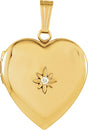 14K Yellow .02 CT Natural Diamond Heart Locket