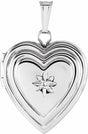 Sterling Silver  .01 CTW Natural Diamond 15 mm Heart Locket