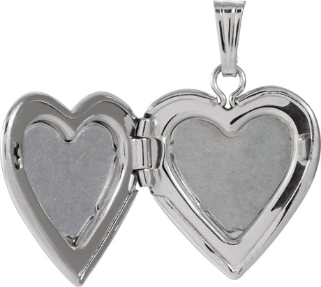 14K White Gold .010 CT Natural Diamond Heart Locket