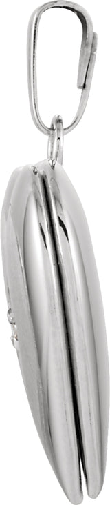 14K White Gold .010 CT Natural Diamond Heart Locket