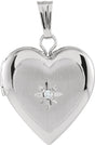 14K White Gold .010 CT Natural Diamond Heart Locket
