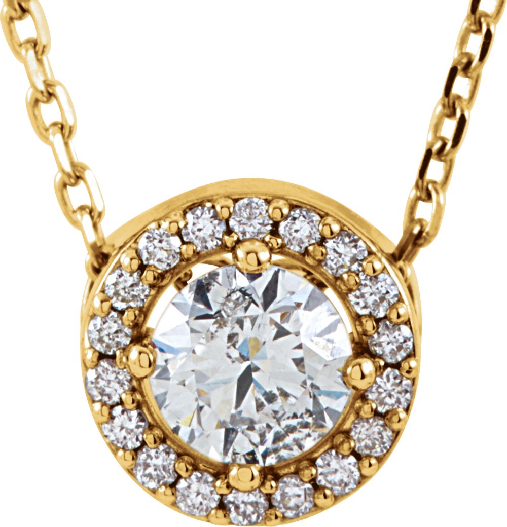 14K Yellow 1/4 CTW Lab-Grown Diamond Halo-Style 16" Necklace