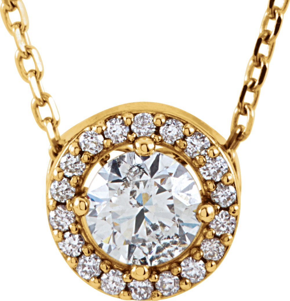 14K Yellow 1/3 CTW Lab-Grown Diamond Halo-Style 16" Necklace