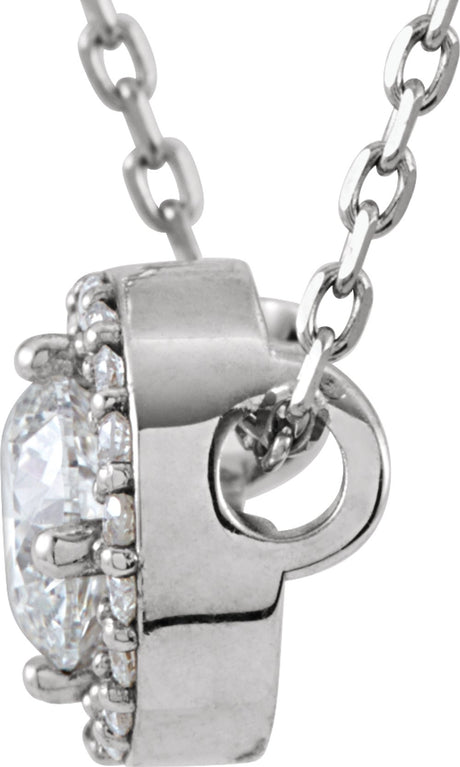 14K White 1/2 CTW Natural Diamond Halo-Style 16" Necklace