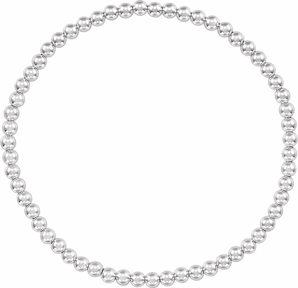 Sterling Silver 3 mm Elastic Bead 6 1/2" Bracelet