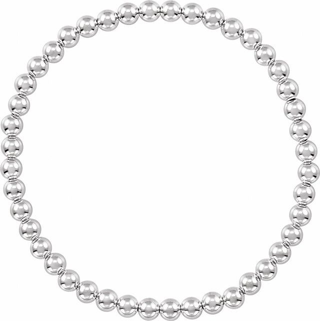 Sterling Silver 4 mm Elastic Bead 6 1/2" Bracelet