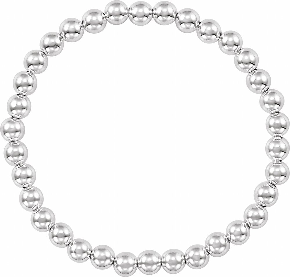 Sterling Silver 5 mm Elastic Bead 6 1/2" Bracelet