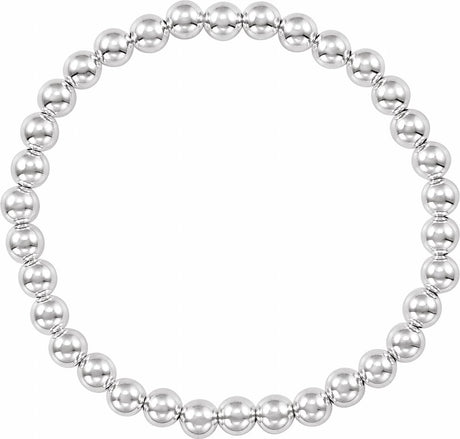 Sterling Silver 5 mm Elastic Bead 6 1/2" Bracelet