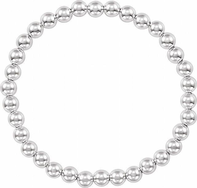Sterling Silver 5 mm Elastic Bead 6 1/2" Bracelet