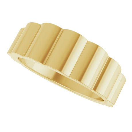 14K Yellow Gold 7 mm Grooved Tapered Band Size 7