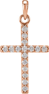 14K Rose 1/10 CTW Natural Diamond Cross Pendant