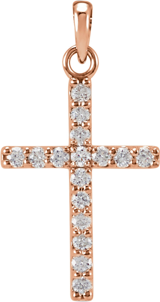 14K Rose 1/5 CTW Natural Diamond Cross Pendant