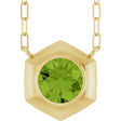 14K Yellow Gold Natural Peridot Geometric 18" Necklace