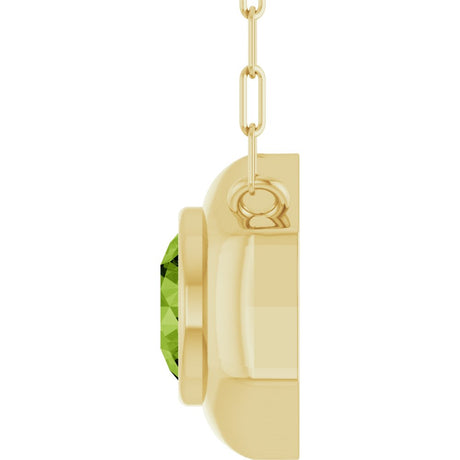 14K Yellow Gold Natural Peridot Geometric 18" Necklace