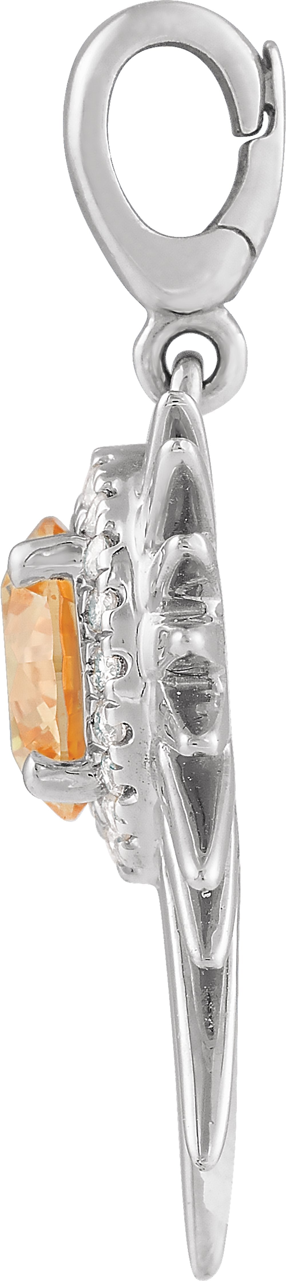 Sterling Silver Natural Citrine & 1/10 CTW Lab-Grown Diamond Halo-Style Sun Charm/Pendant