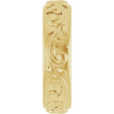 14K Yellow Gold 5.4 mm Sculptural Band Size 7
