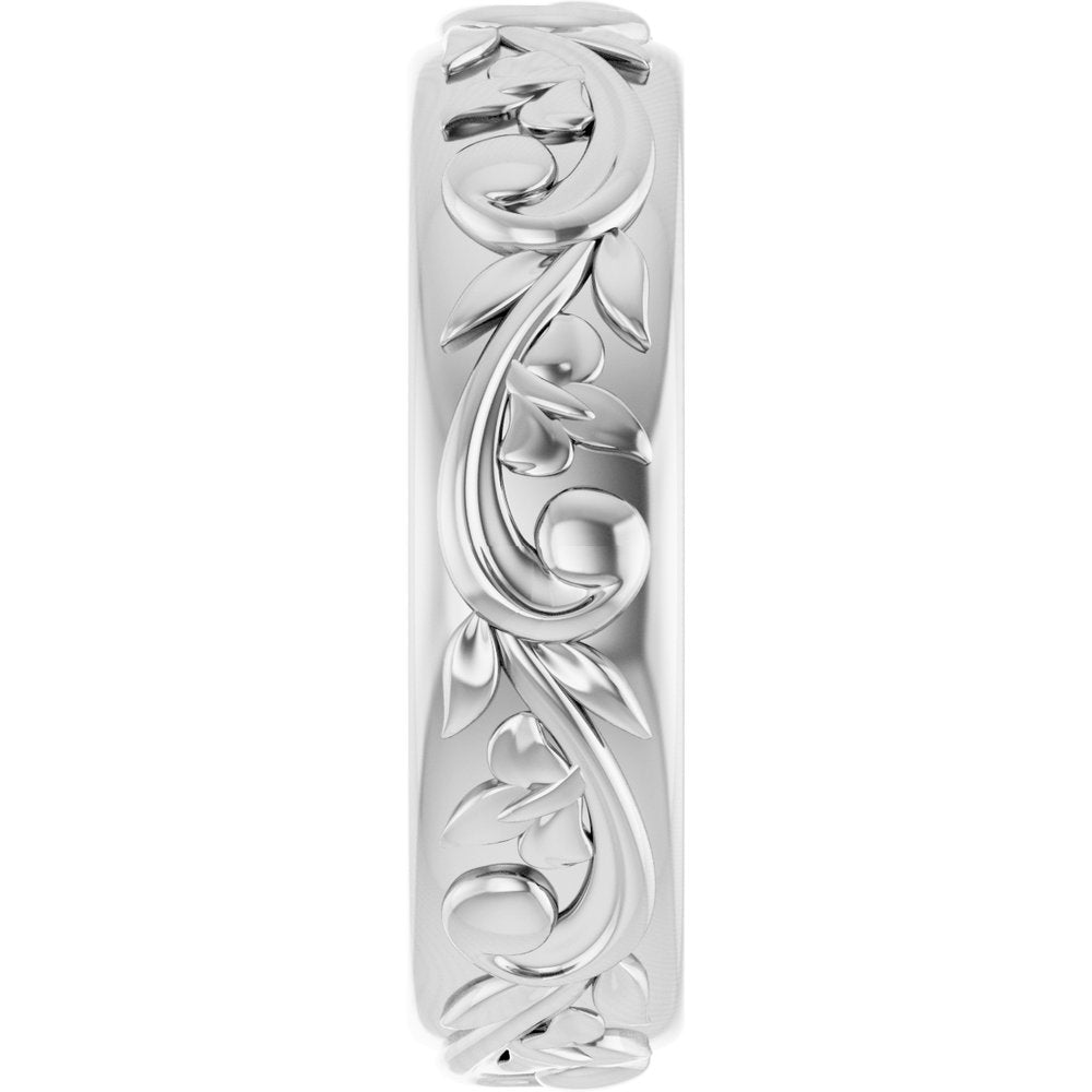 14K White Gold 5.4 mm Sculptural Band Size 7