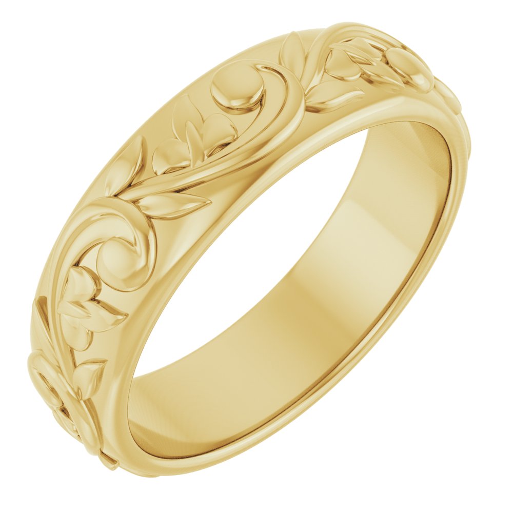 14K Yellow Gold 5.4 mm Sculptural Band Size 7