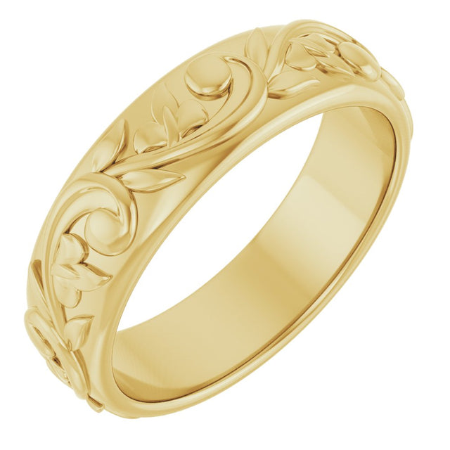 14K Yellow Gold 5.4 mm Sculptural Band Size 7