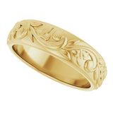 14K Yellow Gold 5.4 mm Sculptural Band Size 7